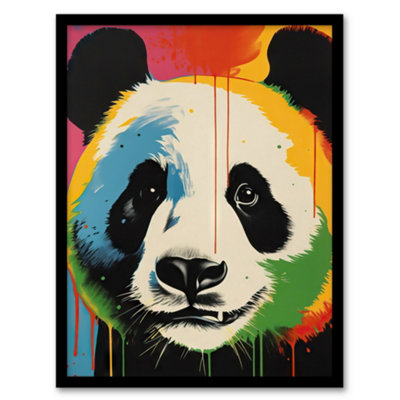 Panda Bear Fun Acrylic Paint Drip Kids Children Bedroom Vibrant Bold ...