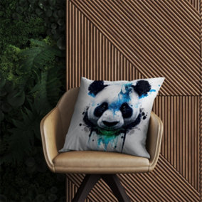 Panda Face Splashart Light Background Outdoor Cushion 60cm x 60cm