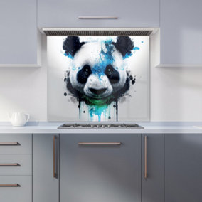 Panda Face Splashart Light Background Premium Glass Kitchen Splashback W600mm x H750mm