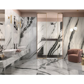 PANDA MARBLE by RAK Ceramics Polished 600x1200mm Porcelain Wall and Floor Tiles (Pack of 2 w/coverage of 1.44m2))