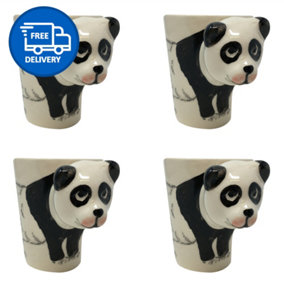 Panda Mugs Set Coffee & Tea Cup Pack of 4 by Laeto House & Home - INCLUDING FREE DELIVERY