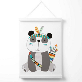 Panda Tribal Animal Poster with Hanger / 33cm / White