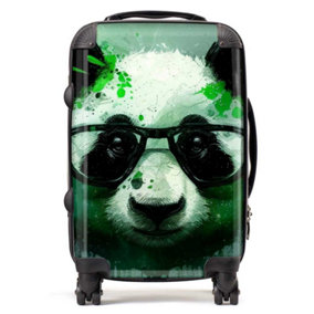 Panda With Glasses, Green Splashart Suitcase - Cabin