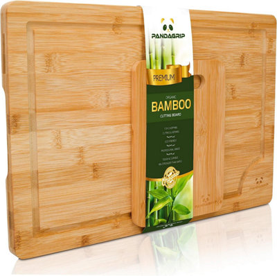 PandaGrip 2PC Organic Bamboo Chopping Board & Cutting Board