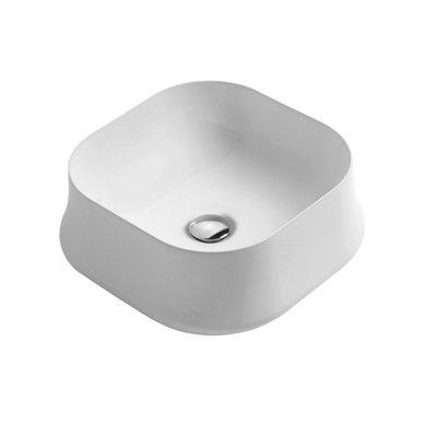 Pandora Gloss White Ceramic Rounded Counter Top Basin (W)420mm