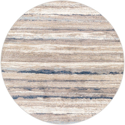 PANDORA Round Scandi Modern Brown Area Rug 200 x 200 cm