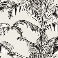 Pandore Palm Leaves Wallpaper White / Black Rasch 406801