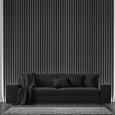 Panel Company Charcoal Acoustic Slat Wall Panel DIY at B&Q