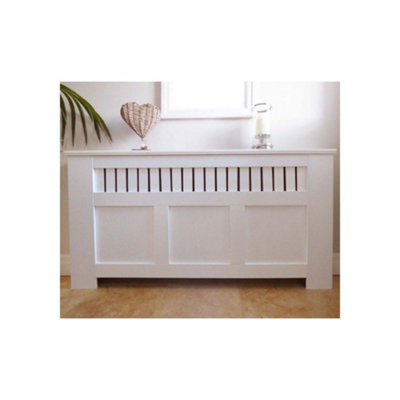 Panel Grill White Painted Radiator Cover - Large