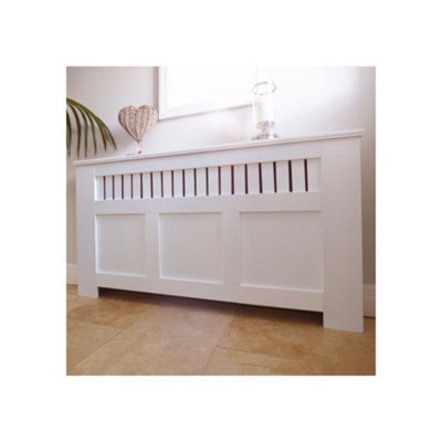 Panel Grill White Painted Radiator Cover - Large