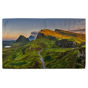 Panorama of Quiraing mountains sunset at Isle of Skye, Scottish highlands (Bath Towel) / Default Title