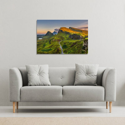 Panorama of Quiraing mountains sunset at Isle of Skye, Scottish ...