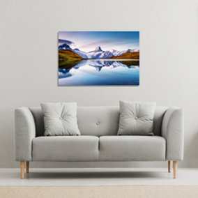 Panoramic view of the Mt. Schreckhorn and Wetterhorn (Canvas Print) / 101 x 77 x 4cm