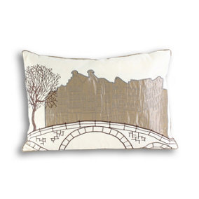 Paoletti Amsterdam Embroidered Piped Cushion Cover