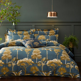 Paoletti Arboretum Double Duvet Cover Set, Cotton, Blue