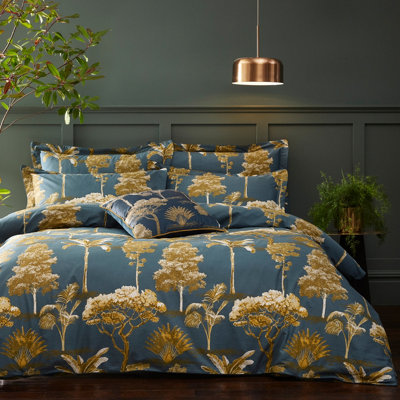 Paoletti Arboretum Single Duvet Cover Set, Cotton, Blue