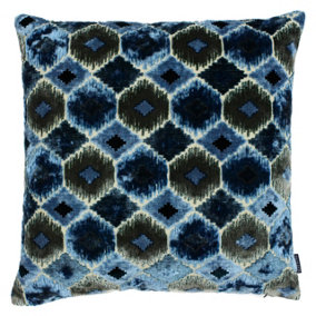 Paoletti Ares Ikat Jacquard Hexagon Patterned Polyester Filled Cushion