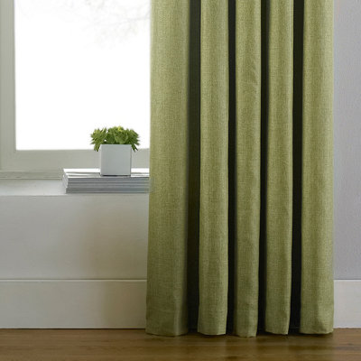 Paoletti Atlantic Twill Woven Eyelet Curtains, Green