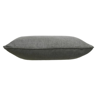 Paoletti BRIX Cuscino 30x50 Cm – Lana E Poliestere, Colore Carbone – Con Cinturino In Pelle E Zip Nascosta