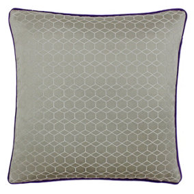 Paoletti Balham Jacquard Geometric Piped Feather Filled Cushion