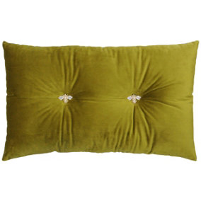 Paoletti Bumble Bee Buttoned Velvet Ready Filled Cushion