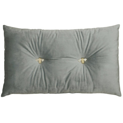 Paoletti Bumble Bee Buttoned Velvet Ready Filled Cushion