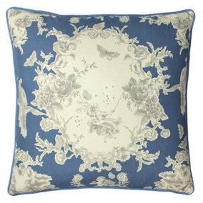 Paoletti Burford Renaissance Inspired Floral Printed Velvet Polyester Filled Cushion