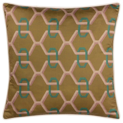 Paoletti Carnaby Chain Geometric Satin Feather Filled Cushion