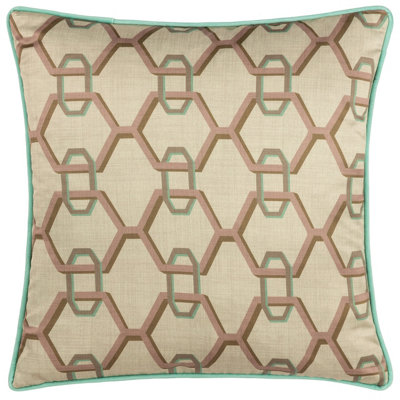 Paoletti Carnaby Chain Geometric Satin Feather Filled Cushion
