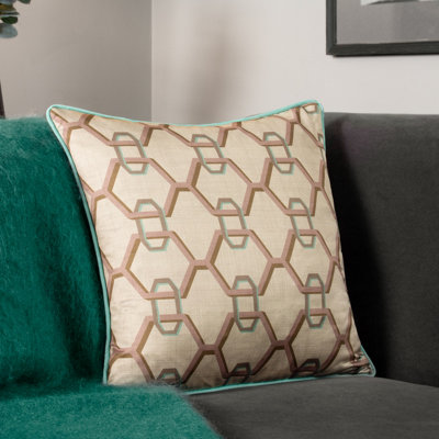 Paoletti Carnaby Chain Geometric Satin Feather Filled Cushion