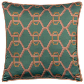 Paoletti Carnaby Chain Geometric Satin Feather Filled Cushion