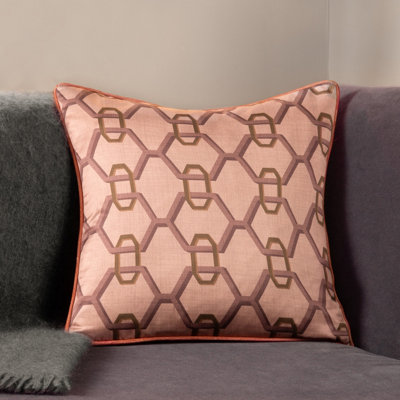 Paoletti Carnaby Chain Geometric Satin Polyester Filled Cushion