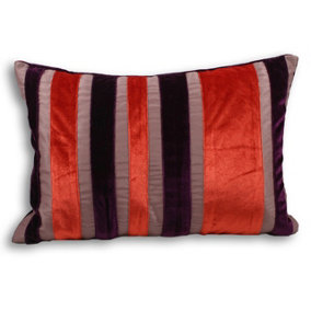 Paoletti Carnival Striped Velvet Piped Feather Filled Cushion