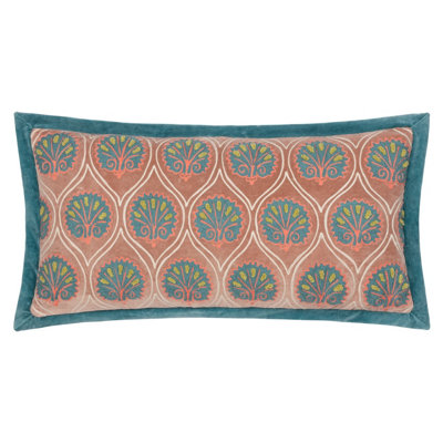 Paoletti Casa Embroidered Cotton Velvet Feather Filled Cushion