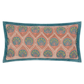 Paoletti Casa Embroidered Cotton Velvet Feather Filled Cushion