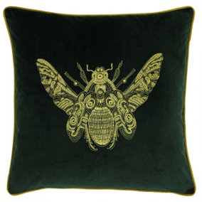 Paoletti Cerana Bee Embroidered Velvet Piped Cushion Cover