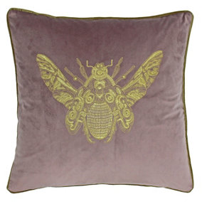 Paoletti Cerana Bee Embroidered Velvet Piped Feather Filled Cushion
