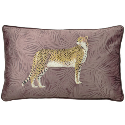 Paoletti Cheetah Forest Velvet Piped Feather Filled Cushion