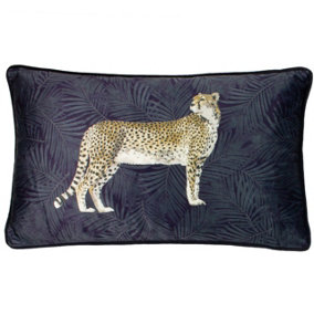 Paoletti Cheetah Forest Velvet Piped Feather Filled Cushion