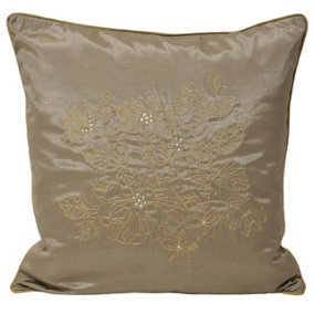 Paoletti Chic Floral Embroidered Feather Filled Cushion