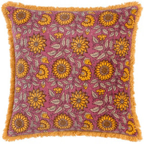 Paoletti Clarendon Floral Cotton Velvet Feather Filled Cushion