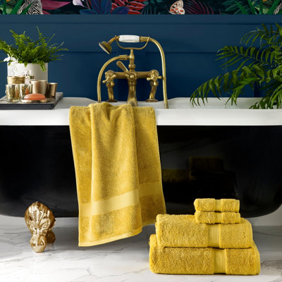 Paoletti Cleopatra Egyptian 6 Piece Face Cloth/Hand Towel/Bath Sheet Bale, Cotton, Ochre