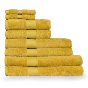 Paoletti Cleopatra Egyptian 8 Piece Face Cloth/Hand/Bath/Sheet Towel Bale, Cotton, Ochre