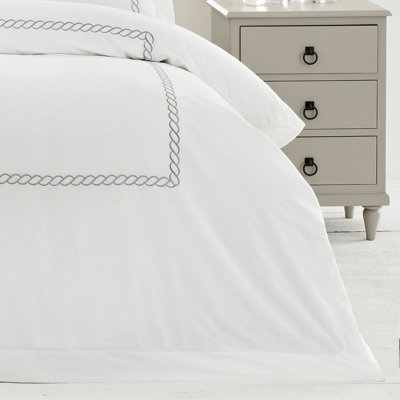 Paoletti Cleopatra King Duvet Cover Set, Cotton, Silver