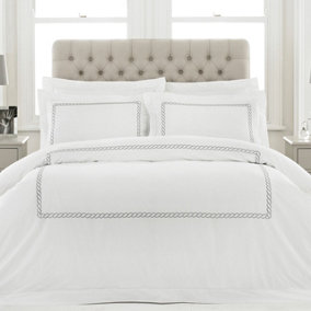 Paoletti Cleopatra Single Duvet Cover Set, Cotton, Silver
