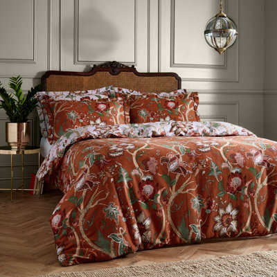 Paoletti Contemporary Botanist King Duvet Cover Set, Cotton, Russet