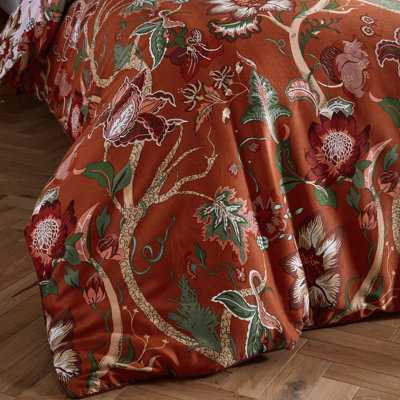 Paoletti Contemporary Botanist King Duvet Cover Set, Cotton, Russet