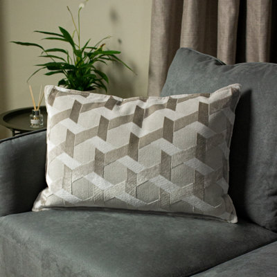 Paoletti Delano Velvet Jacquard Feather Filled Cushion