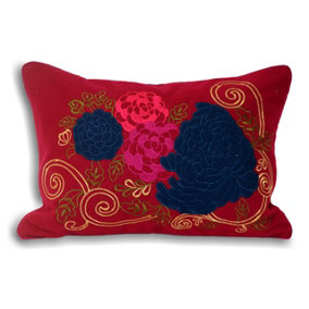 Paoletti Emilia Embroidered Floral Feather Filled Cushion