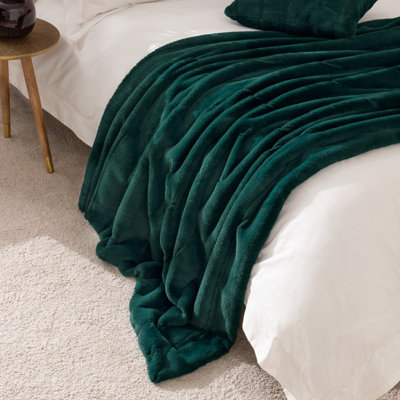 Paoletti Empress Faux Fur Throw, Emerald, 140 x 200cm